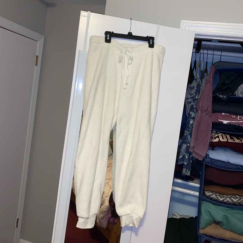 Garage White Sherpa Fleece Sweatpants / Joggers
